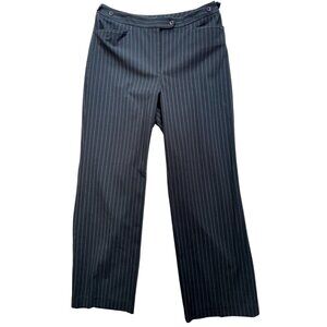 Emma & James Women's Pinstripe Trouser Pants Size 12 Black Stretch Workwear
